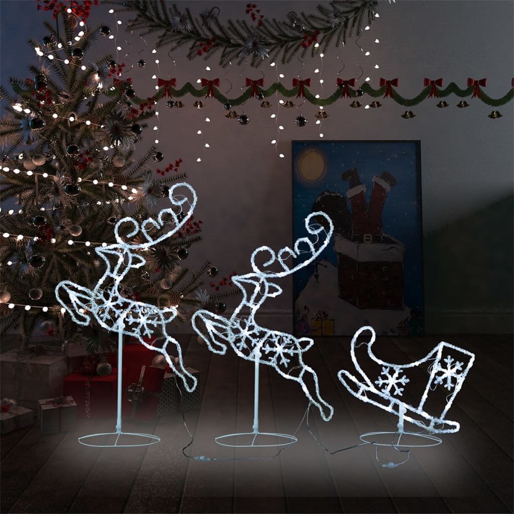 Outdoor Christmas Light Up Reindeer Sleigh Lavishway UK