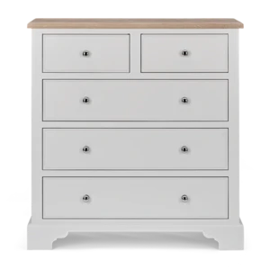 5 Drawer Oak Top White Chest of Drawer  by Lavishway | Chest of Drawers