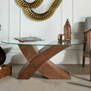 Oval "X"  Wood Glass Coffee Table by Lavishway | Coffee Tables-41558