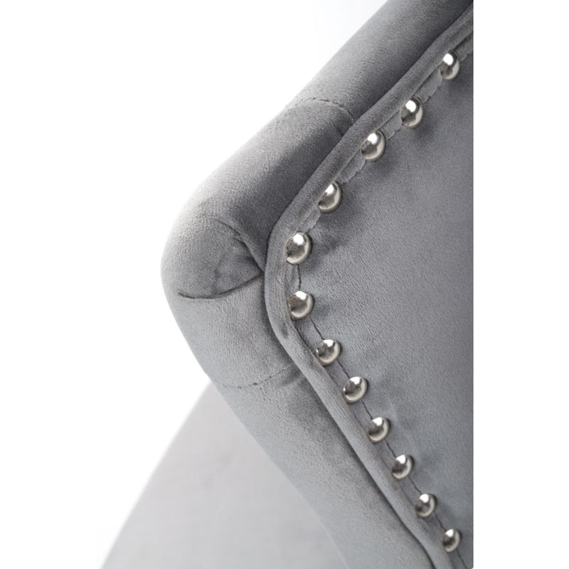 Roko Brushed Velvet Grey Bar Stool by Lavishway | Bar Stools-37660