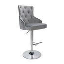 Roko Brushed Velvet Grey Bar Stool by Lavishway | Bar Stools-37651