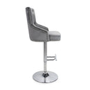 Roko Brushed Velvet Grey Bar Stool by Lavishway | Bar Stools-37653