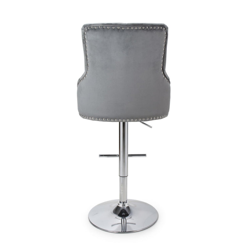 Roko Brushed Velvet Grey Bar Stool by Lavishway | Bar Stools-37655