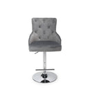 Roko Brushed Velvet Grey Bar Stool by Lavishway | Bar Stools-37656