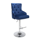 Roko Brushed Velvet Ocean Blue Bar Stool by Lavishway | Bar Stools-37642
