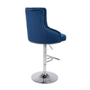 Roko Brushed Velvet Ocean Blue Bar Stool by Lavishway | Bar Stools-37644