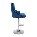 Roko Brushed Velvet Ocean Blue Bar Stool by Lavishway | Bar Stools-37645