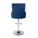 Roko Brushed Velvet Ocean Blue Bar Stool by Lavishway | Bar Stools-37646
