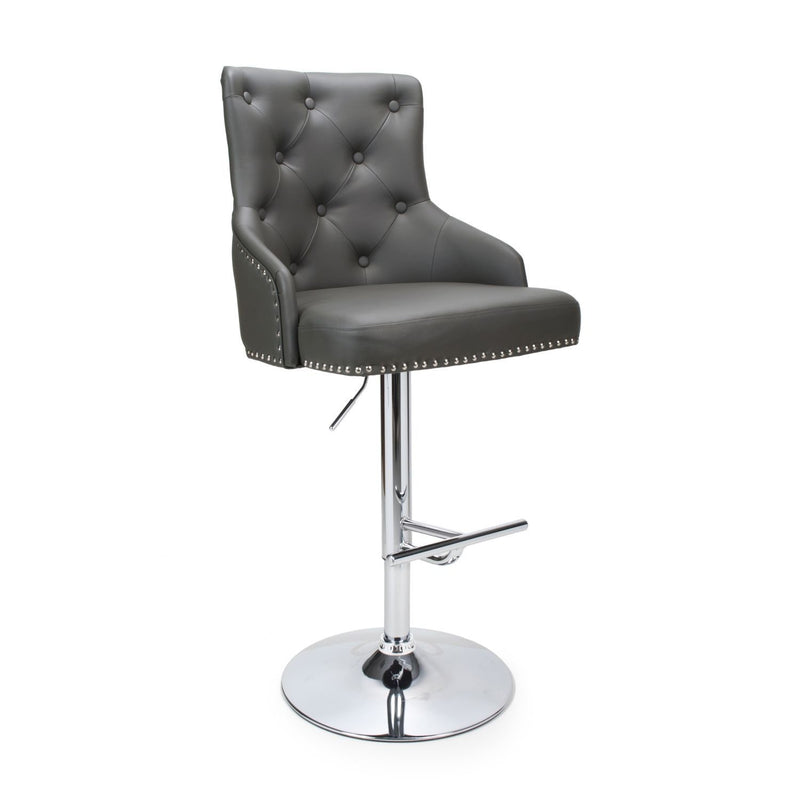 Roko Leather Graphite Grey Bar Stool by Lavishway | Bar Stools-37613