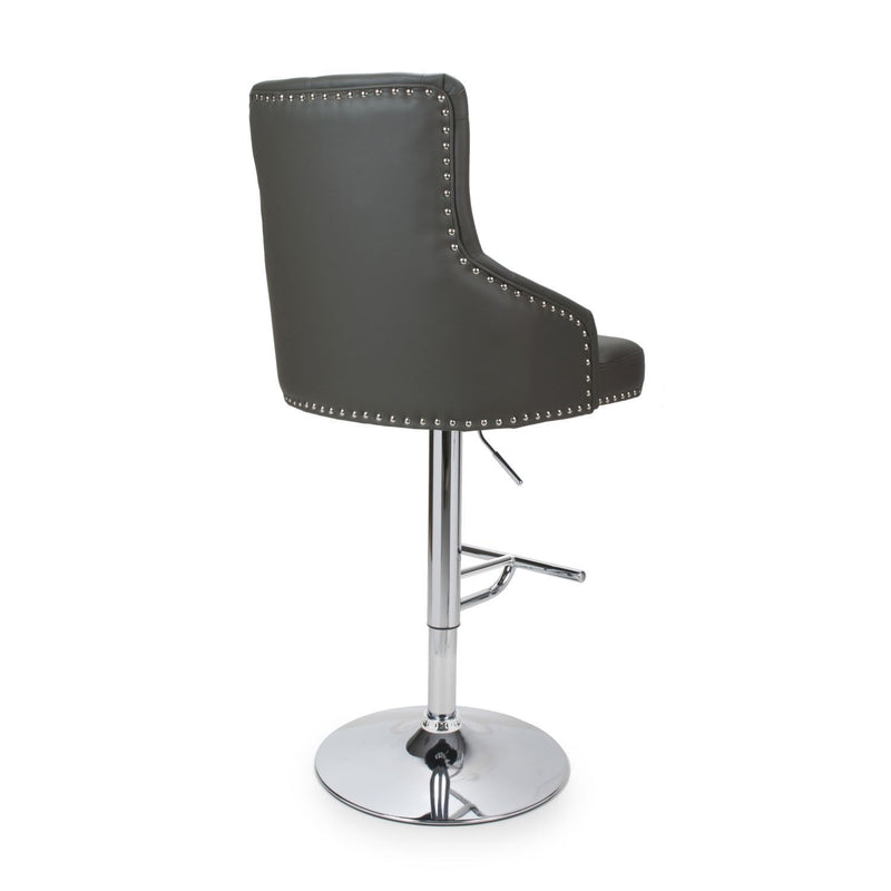 Roko Leather Graphite Grey Bar Stool by Lavishway | Bar Stools-37616