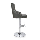 Roko Leather Graphite Grey Bar Stool by Lavishway | Bar Stools-37615