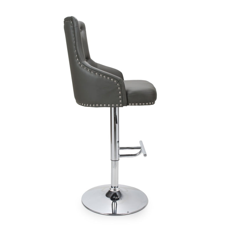 Roko Leather Graphite Grey Bar Stool by Lavishway | Bar Stools-37615