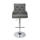 Roko Leather Graphite Grey Bar Stool by Lavishway | Bar Stools-37614