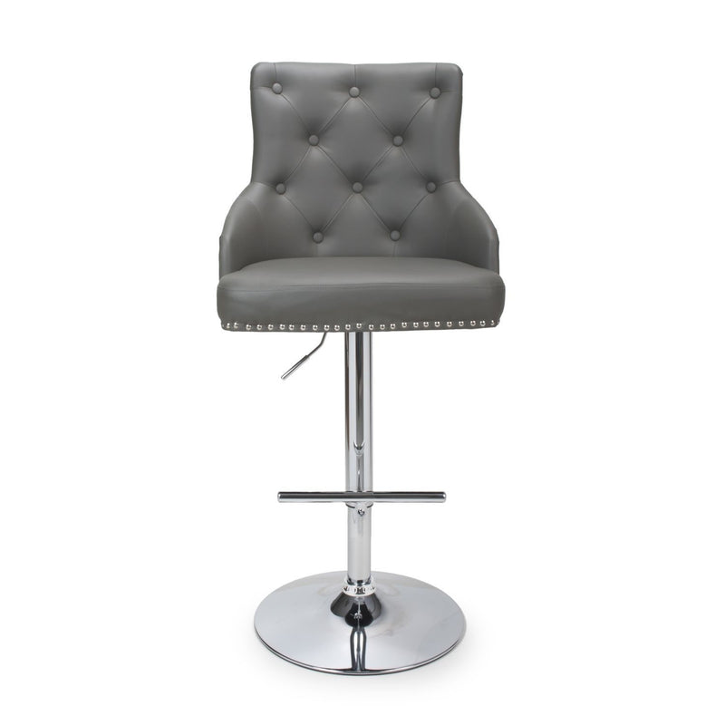 Roko Leather Graphite Grey Bar Stool by Lavishway | Bar Stools-37614