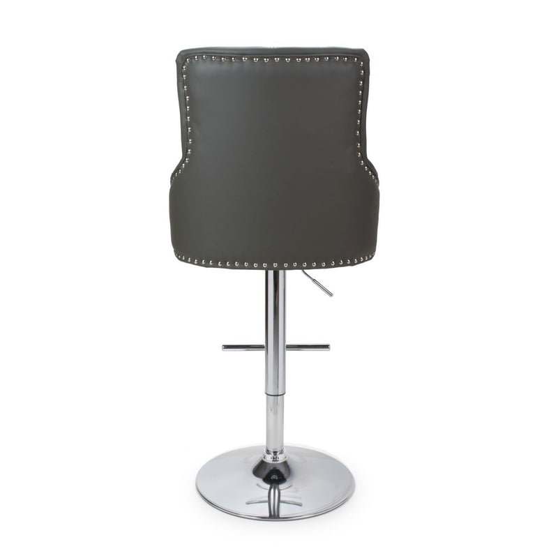 Roko Leather Graphite Grey Bar Stool by Lavishway | Bar Stools-37618