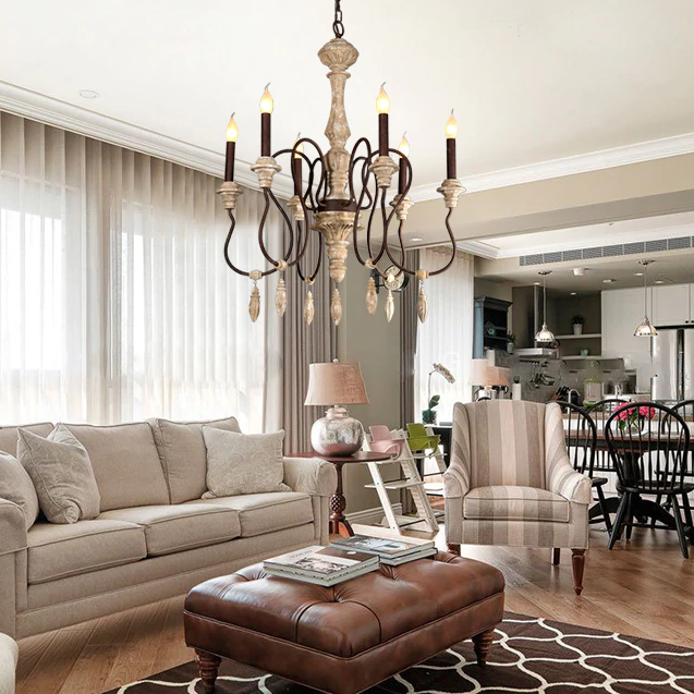 European Style Wooden Chandelier by Lavishway | Candle Holders-39536