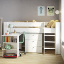 Steens for kids Solid Wood White Mid Sleeper by Lavishway | Wooden Beds