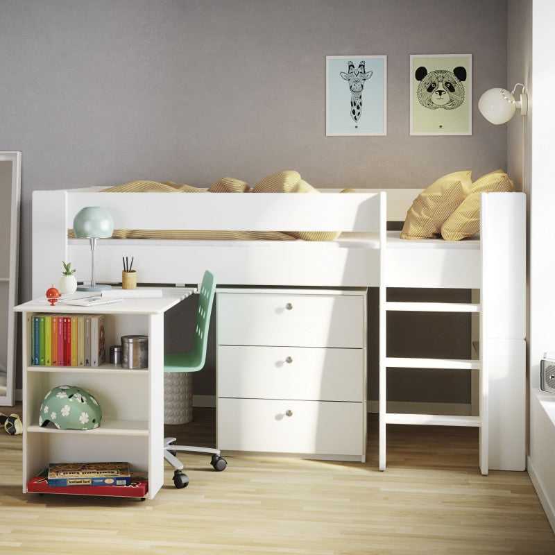 Steens for kids Solid Wood White Mid Sleeper by Lavishway | Wooden Beds