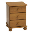 Richmond Solid Pine 3 Drawer Bedside Table by Lavishway | Bedside Tables