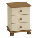 Richmond Cream & Pine 3 Drawer Bedside Table by Lavishway | Bedside Tables