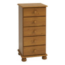 Richmond Pine 5 Drawer Narrow Chest Of Drawer by Lavishway | Chest Of Drawer