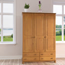 Richmond Solid Pine 3 Door 4 Drawer Wardrobe by Lavishway | Wardrobe