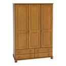 Richmond Solid Pine 3 Door 4 Drawer Wardrobe by Lavishway | Wardrobe