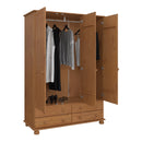 Richmond Solid Pine 3 Door 4 Drawer Wardrobe by Lavishway | Wardrobe