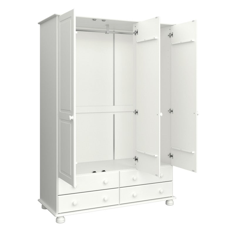 Richmond Off White 3 Door & 4 Drawer Wardrobe by Lavishway | Wardrobe