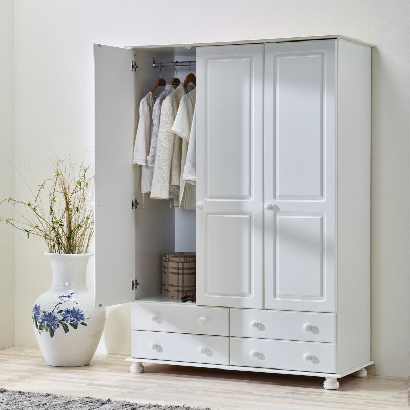 Richmond Off White 3 Door & 4 Drawer Wardrobe by Lavishway | Wardrobe
