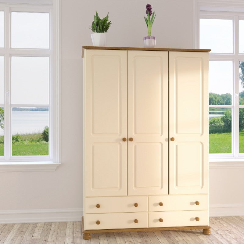 Richmond Cream 3 Door & 4 Drawer Wardrobe by Lavishway | Wardrobe