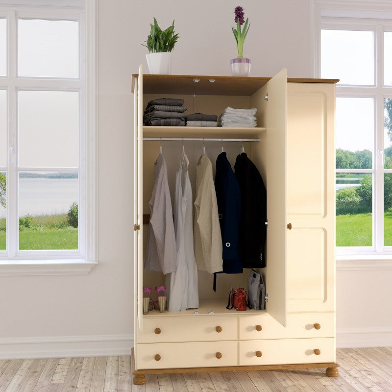 Richmond Cream 3 Door & 4 Drawer Wardrobe by Lavishway | Wardrobe