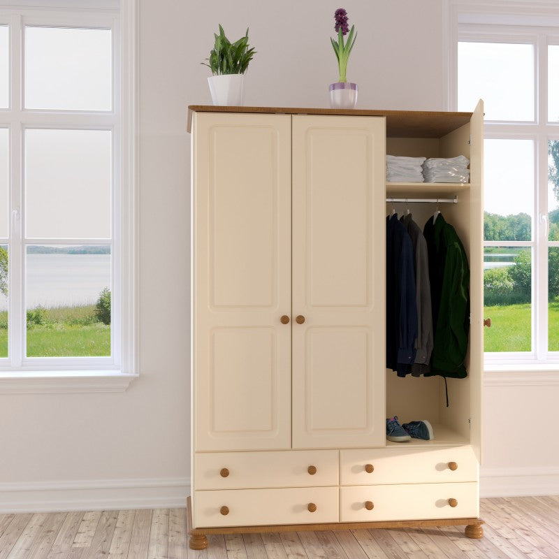 Richmond Cream 3 Door & 4 Drawer Wardrobe by Lavishway | Wardrobe