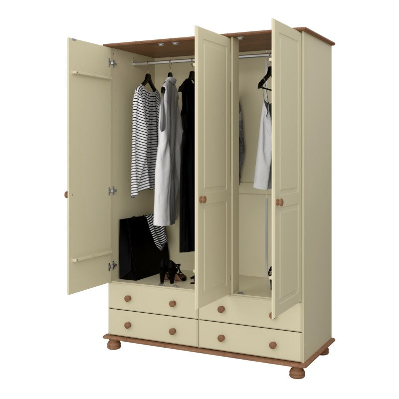 Richmond Cream 3 Door & 4 Drawer Wardrobe by Lavishway | Wardrobe