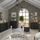 Nola Black & Wood Top 2 Drawers Bedside Table by Lavishway | Bedside Tables