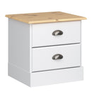 Nola White & Pine 2 Drawers Bedside Table by Lavishway | Bedside Tables