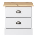 Nola White & Pine 2 Drawers Bedside Table by Lavishway | Bedside Tables