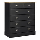 Nola Black & Wooden Top 2 Over 4 Drawer Chest by Lavishway | Chest Of Drawers