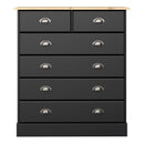 Nola Black & Wooden Top 2 Over 4 Drawer Chest by Lavishway | Chest Of Drawers