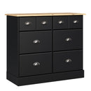 Nola Black & Wood Top 2 Over 4 Drawer Chest by Lavishway | Chest Of Drawers