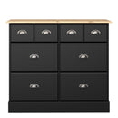 Nola Black & Wood Top 2 Over 4 Drawer Chest by Lavishway | Chest Of Drawers