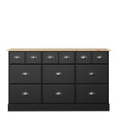 Nola Black & Wood Top 3 Over 6 Drawer Chest by Lavishway | Chest Of Drawers
