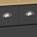 Nola Black & Wood Top 3 Over 6 Drawer Chest by Lavishway | Chest Of Drawers