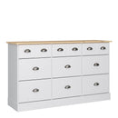 Nola White & Wood Top 3 Over 6 Drawer Chest by Lavishway | Chest Of Drawers