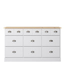 Nola White & Wood Top 3 Over 6 Drawer Chest by Lavishway | Chest Of Drawers