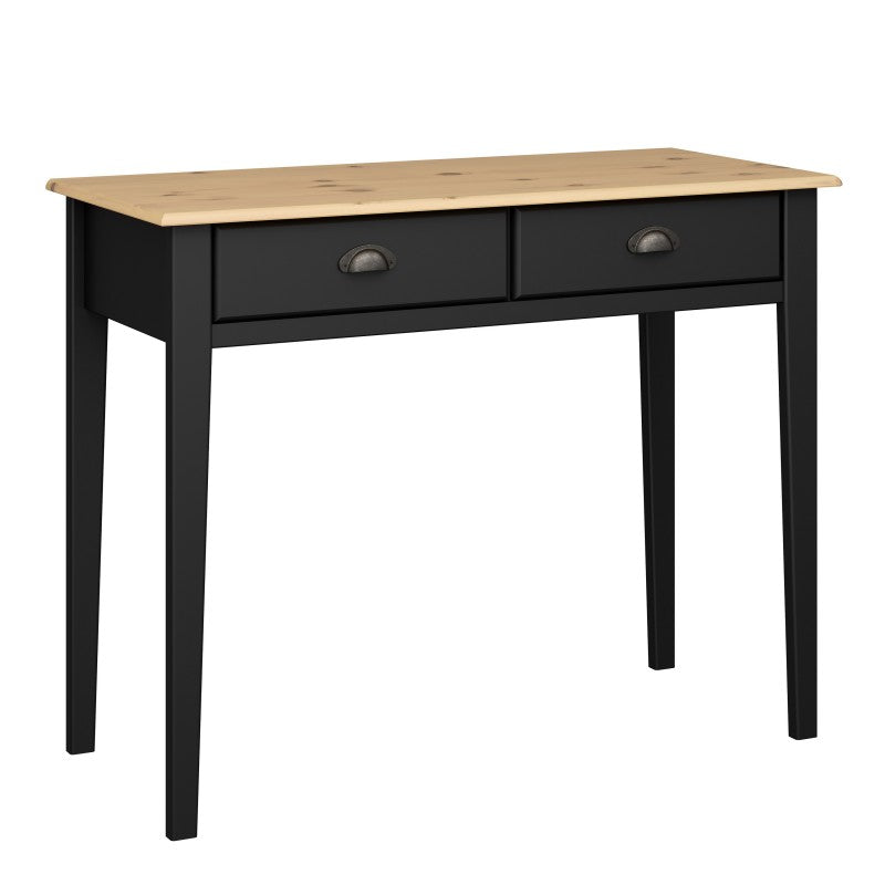 Nola Black & Wood Top 2 Drawer Console Table by Lavishway | Hallway Console Table