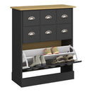 Nola Black & Pine Wood Top Shoe Cabinet by Lavishway | Shoe Cabinets