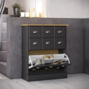 Nola Black & Pine Wood Top Shoe Cabinet by Lavishway | Shoe Cabinets