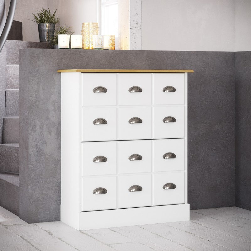 Nola White & Pine Wood Top Shoe Cabinet by Lavishway | Shoe Cabinets