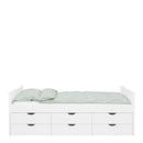 Alba White 6 Drawers Wooden Single Bed by Lavishway | Wooden Beds